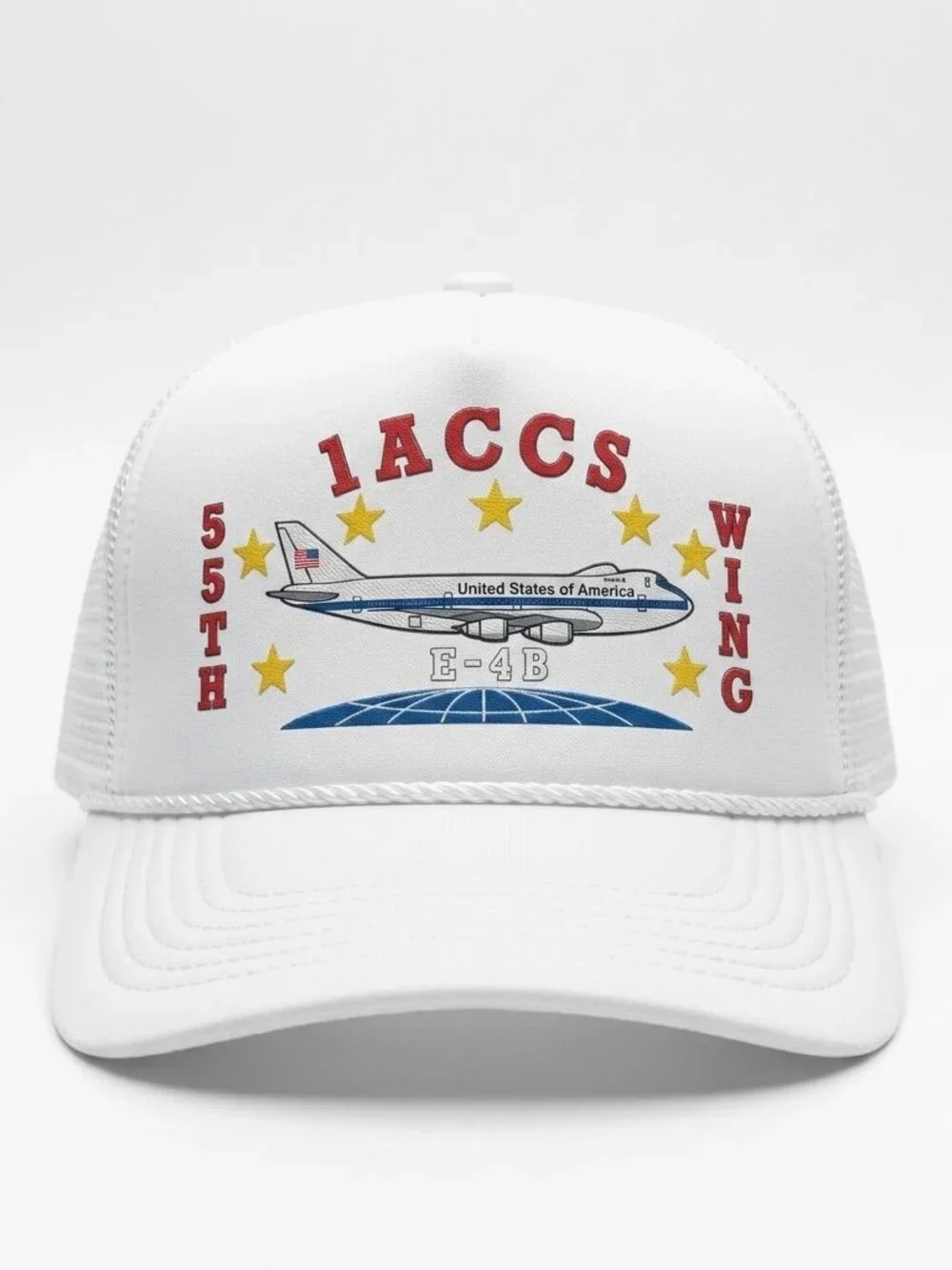 Retro E-4B Doomsday Plane Foam Trucker Hat White Rope Snapback Aviation Cap New